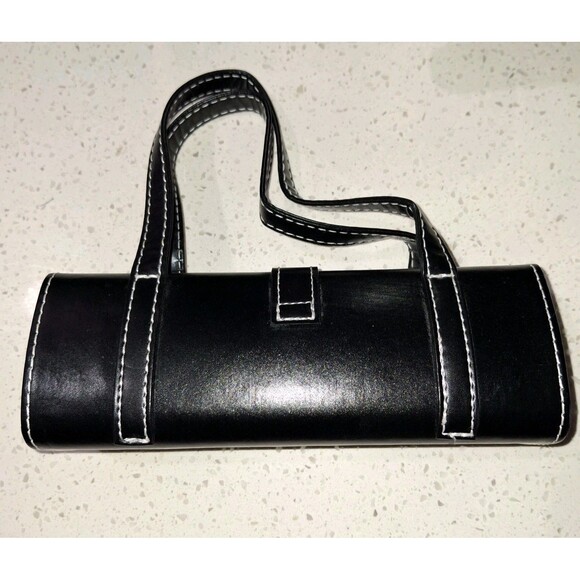 Black Small Rectangular Handbag Cosmetic Purse with Decorative Silver Tone Studs - Picture 11 of 15